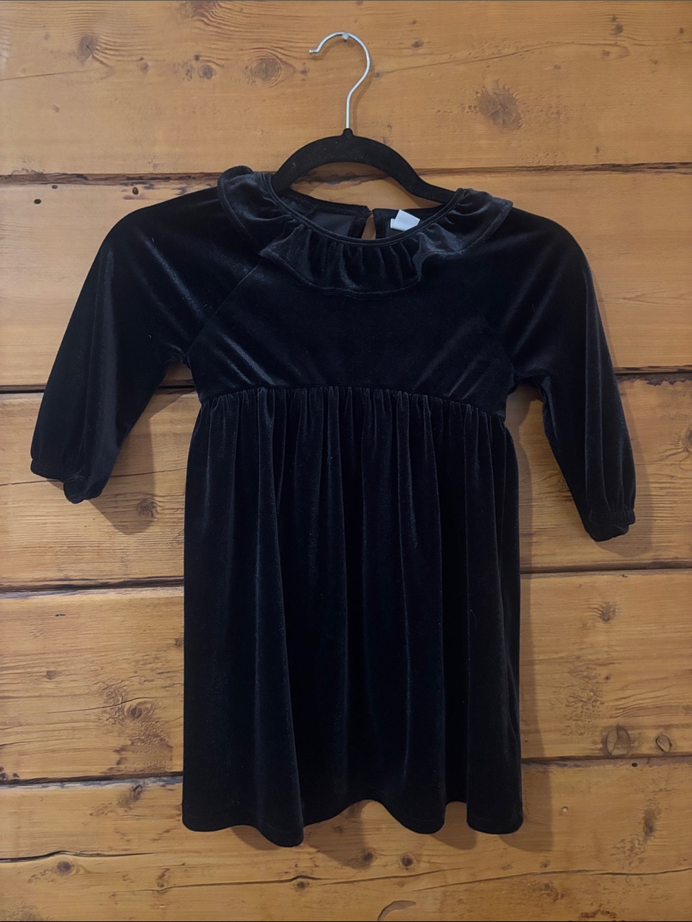 Girls Black Velvet Dress